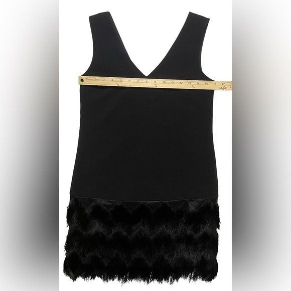 BCBGMAXAZRIA Addilyn Fringe-Trim Shift Dress Women’s Size 0 sleeveless LBD - Picture 15 of 16